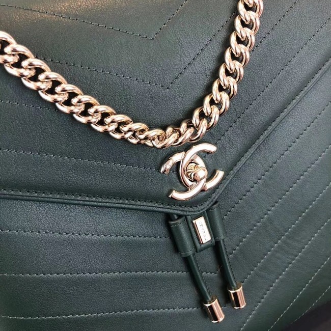 Chanel backpack Calfskin & Gold-Tone Metal A57555 green