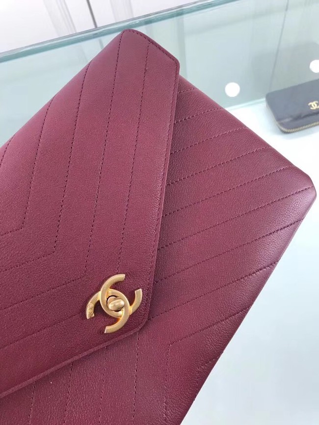 Chanel pouch Grained Calfskin Smooth Calfskin & Gold-Tone Meta 57434 Burgundy