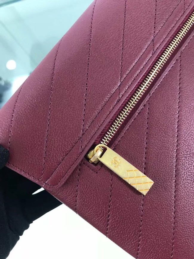 Chanel pouch Grained Calfskin Smooth Calfskin & Gold-Tone Meta 57434 Burgundy