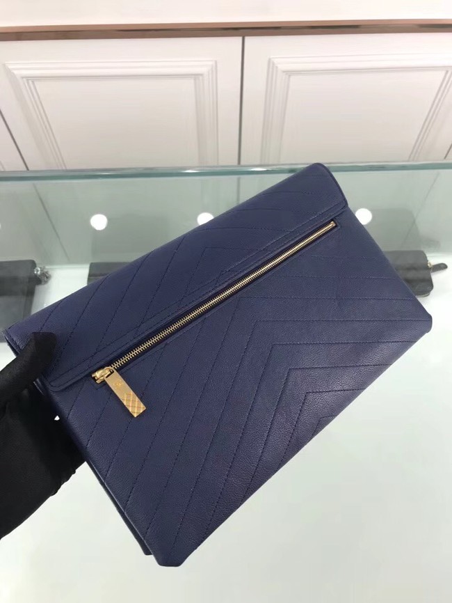 Chanel pouch Grained Calfskin Smooth Calfskin & Gold-Tone Meta 57434 blue