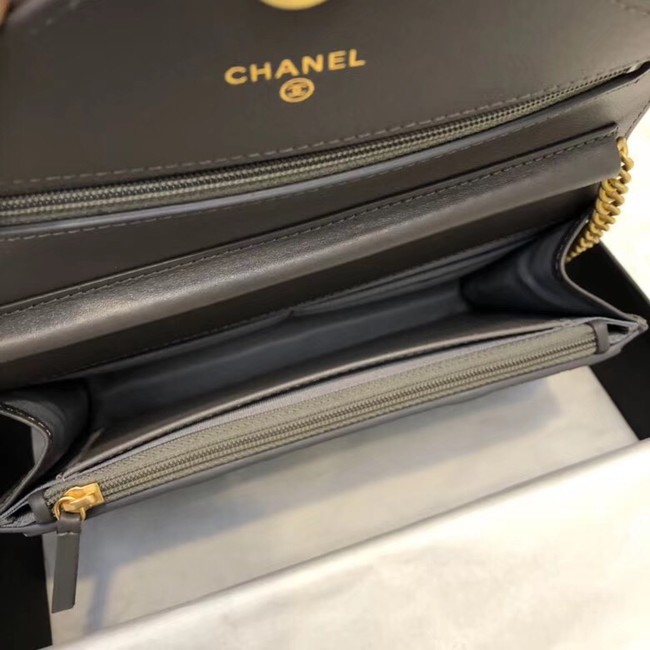 Chanel Original Lambskin & Gold-Tone Metal D33814 grey