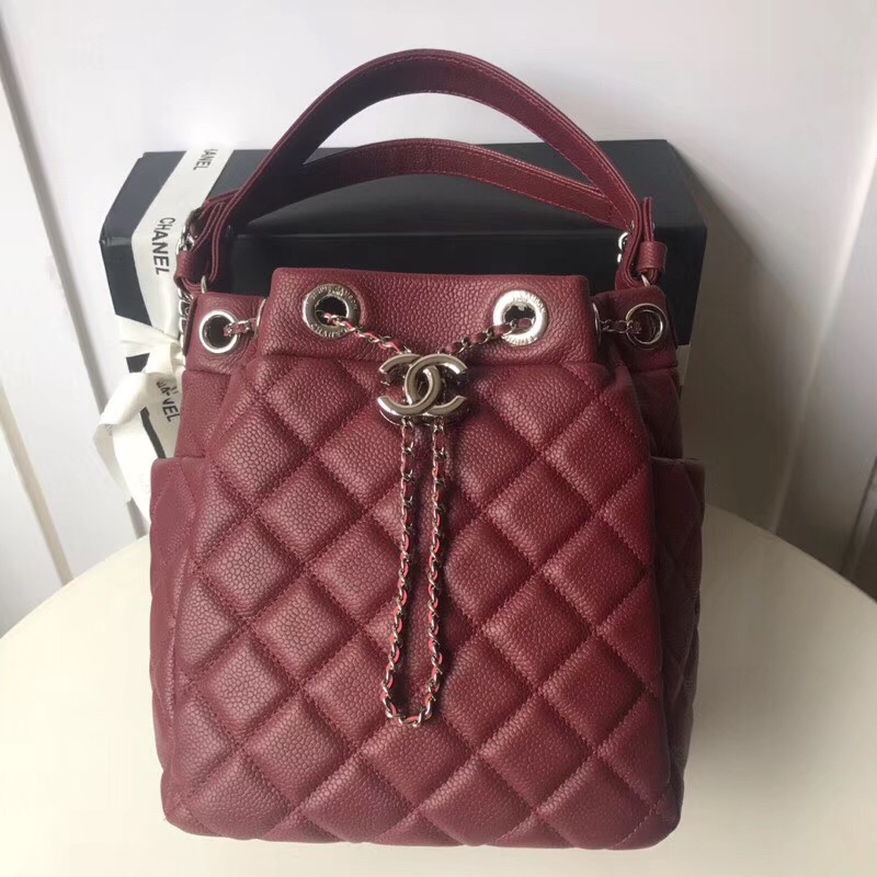 Chanel drawstring bag A91273 Burgundy