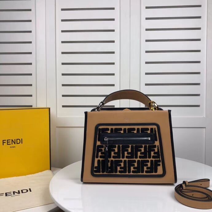 Fendi KAN I F Brown leather bag 8DH844 brown