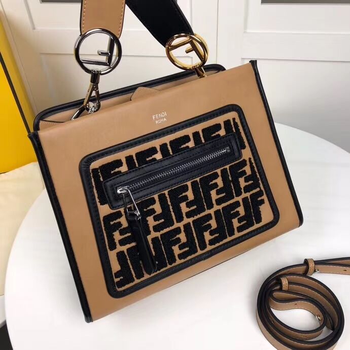 Fendi KAN I F Brown leather bag 8DH844 brown