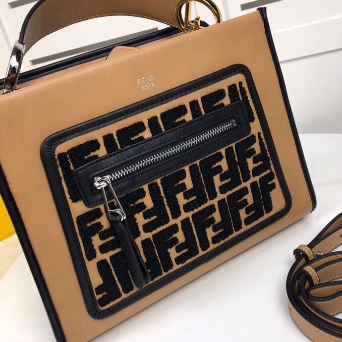 Fendi KAN I F Brown leather bag 8DH844 brown