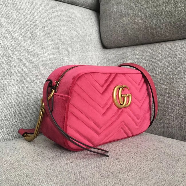 Gucci GG Marmont velvet small shoulder bag 447632 rose