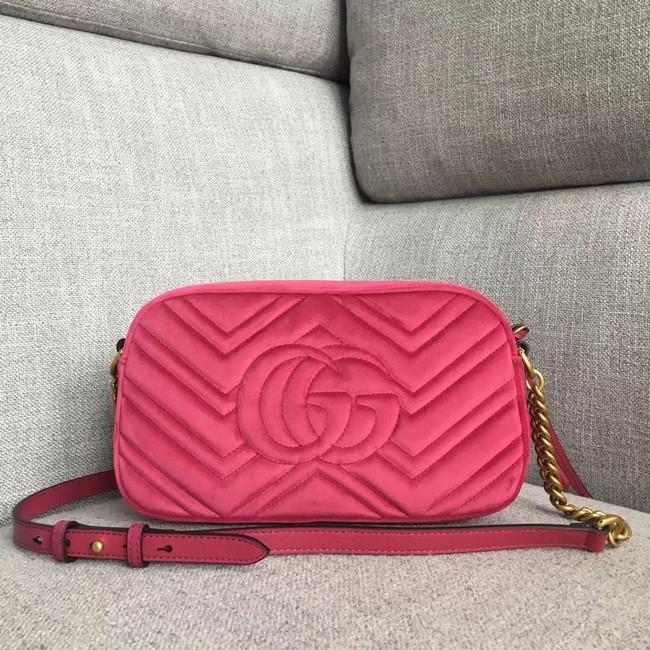 Gucci GG Marmont velvet small shoulder bag 447632 rose