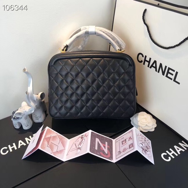 Chanel vanity case Calfskin & Gold-Tone Metal A57906 black