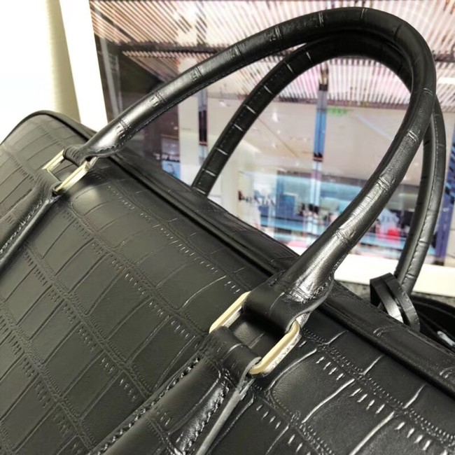 Prada Crocodile Leather Briefcase 2VE368 black