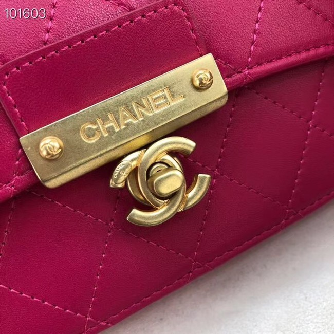 Chanel Calfskin & Gold-Tone Metal wallet on chain bag A81419 rose