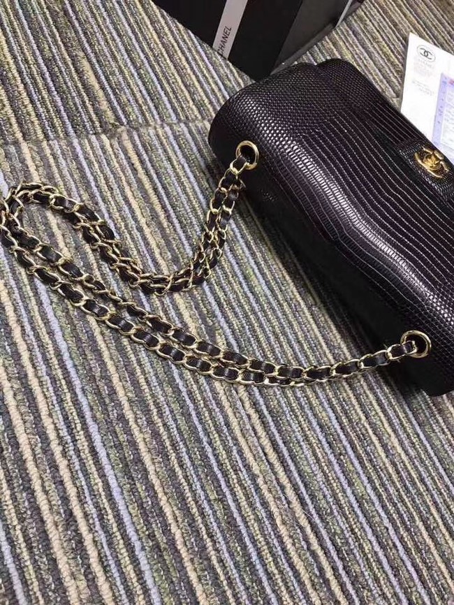 Chanel classic handbag Lizard A01112 black