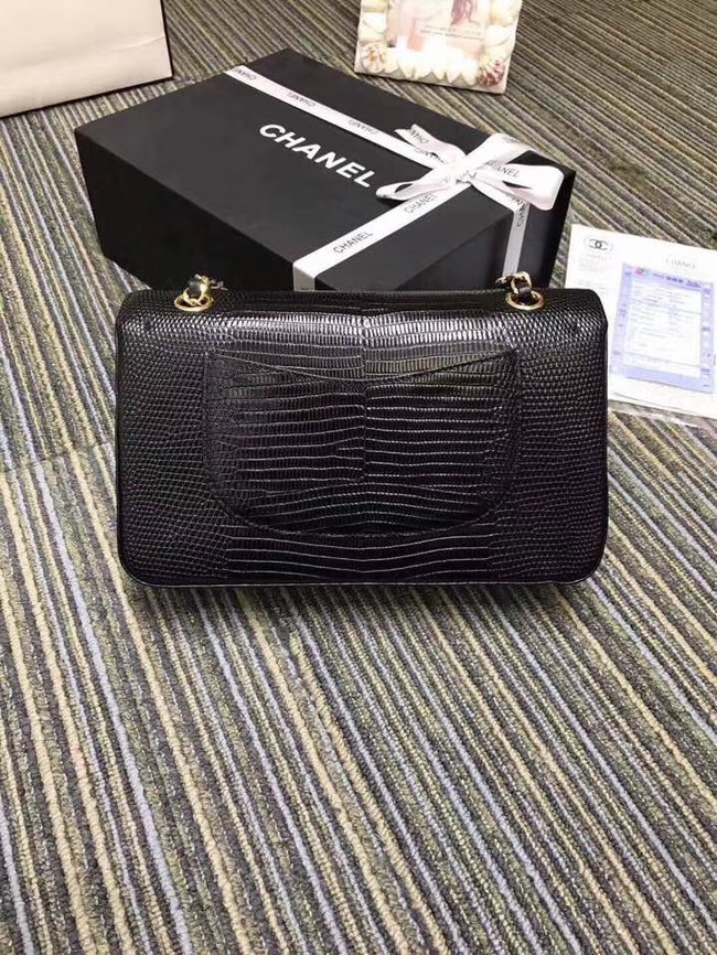 Chanel classic handbag Lizard A01112 black