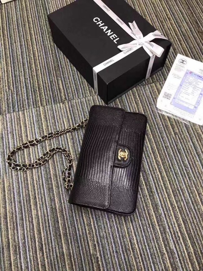 Chanel classic handbag Lizard A01112 black