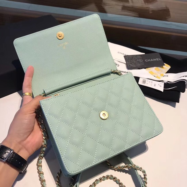 Boy chanel clutch with chain A84433 light green