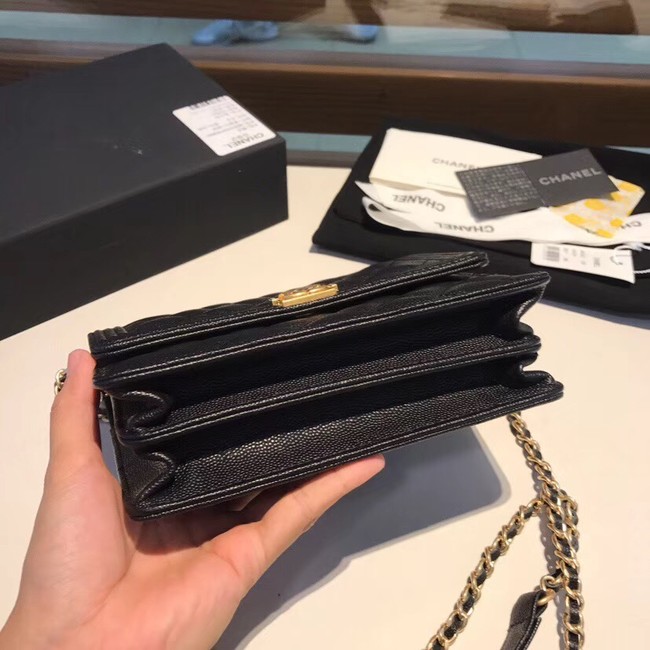 Boy chanel clutch with chain A84433 black