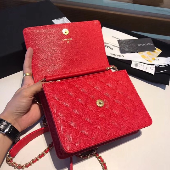 Boy chanel clutch with chain A84433 red