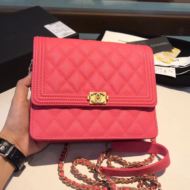 Boy chanel clutch with chain A84433 rose