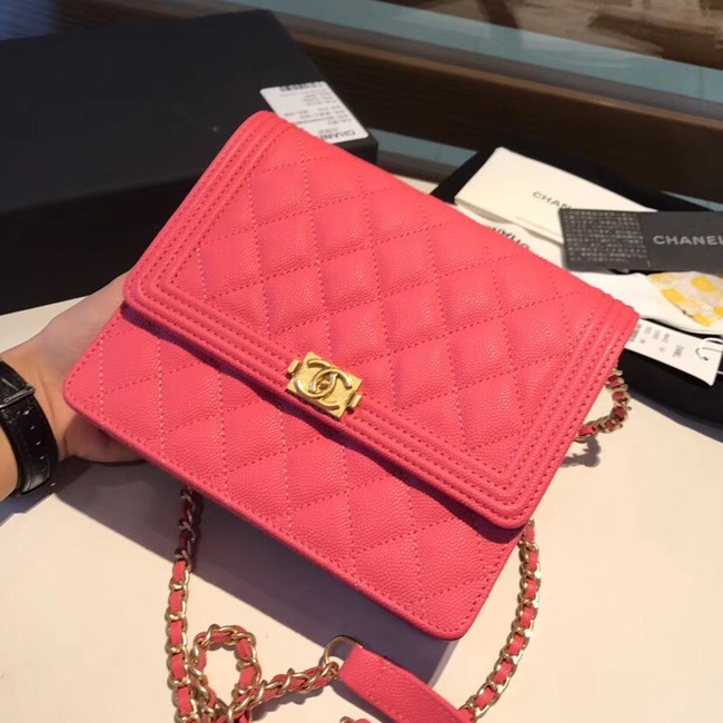 Boy chanel clutch with chain A84433 rose