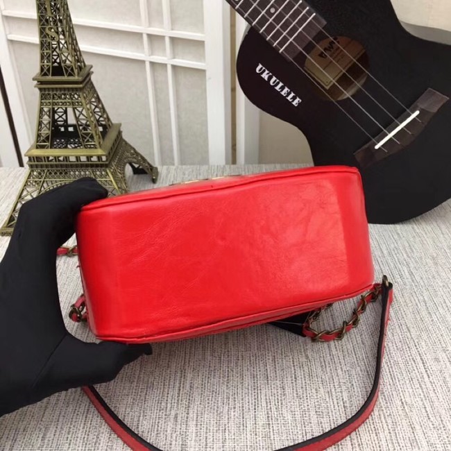 Chanel Calfskin & Gold-Tone Metal bag A81332 red