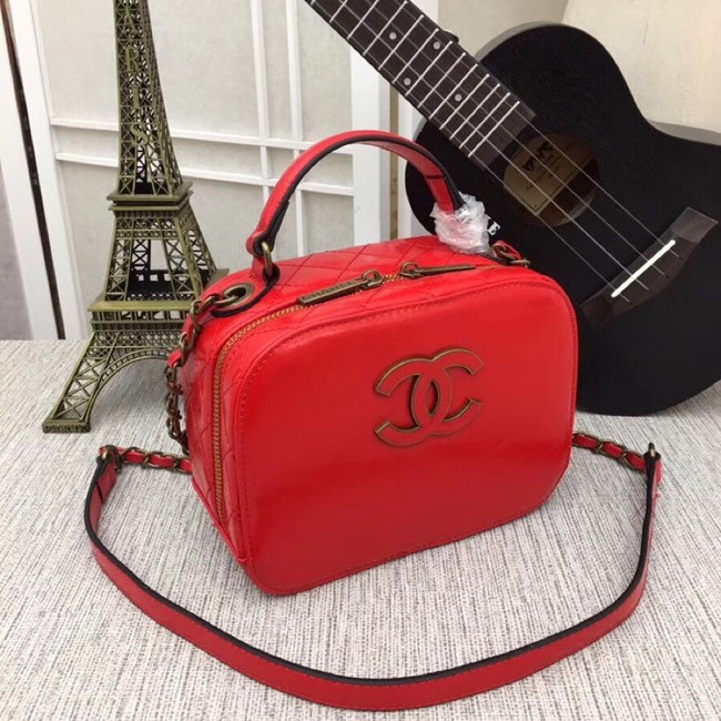 Chanel Calfskin & Gold-Tone Metal bag A81332 red