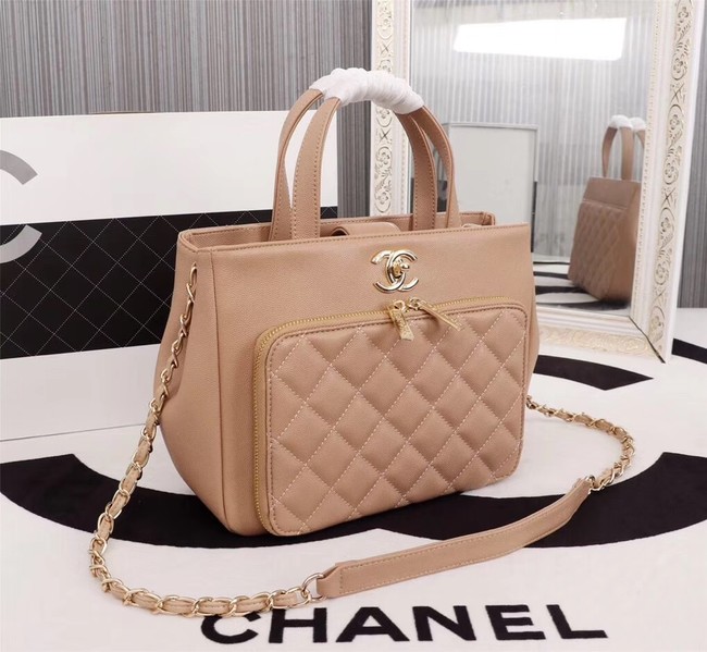 Chanel Calfskin & Gold-Tone Metal bag A81335 apricot