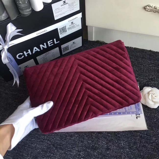 Chanel classic clutch velvet & Gold-Tone Metal 35629 Burgundy