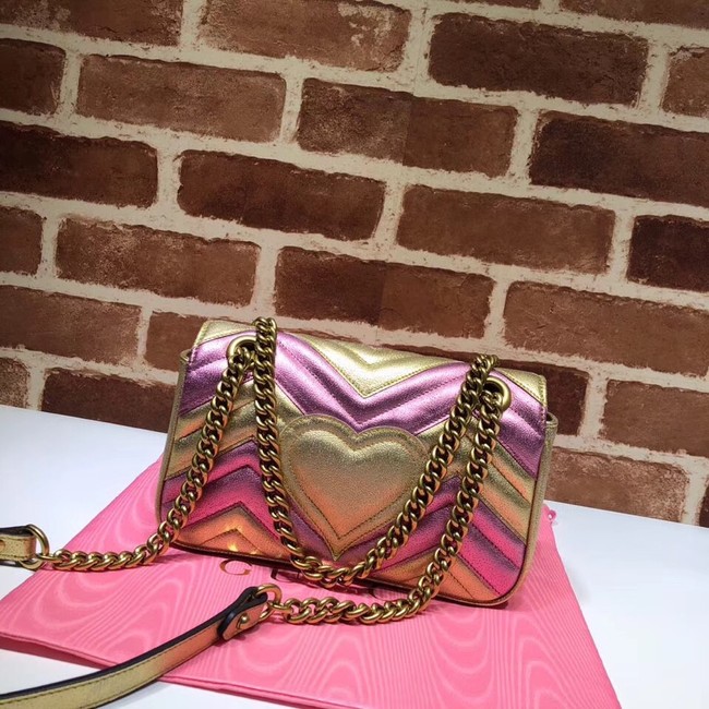 Gucci GG Marmont matelasse Mini Bag 446744 Pink&gold