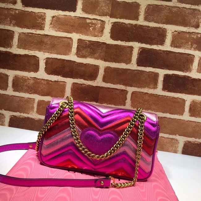 Gucci GG Marmont matelasse bag 443497 Fuchsia&red& pink