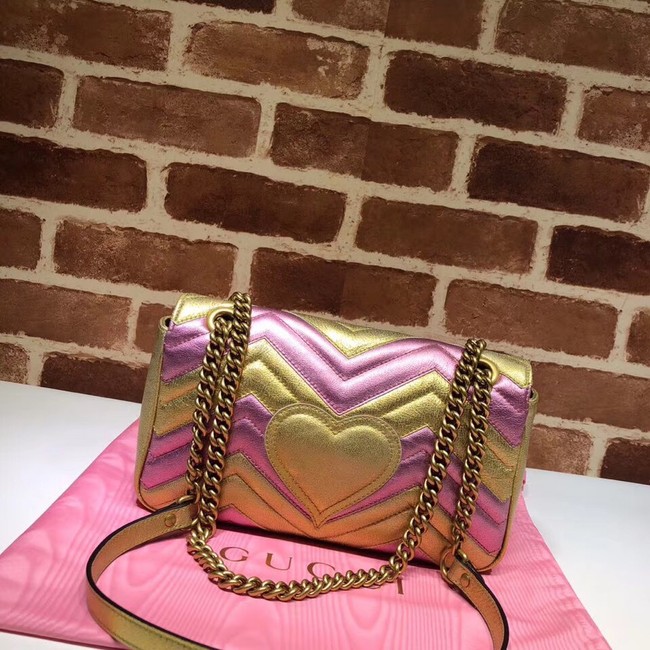 Gucci GG Marmont matelasse bag 443497 Pink and gold