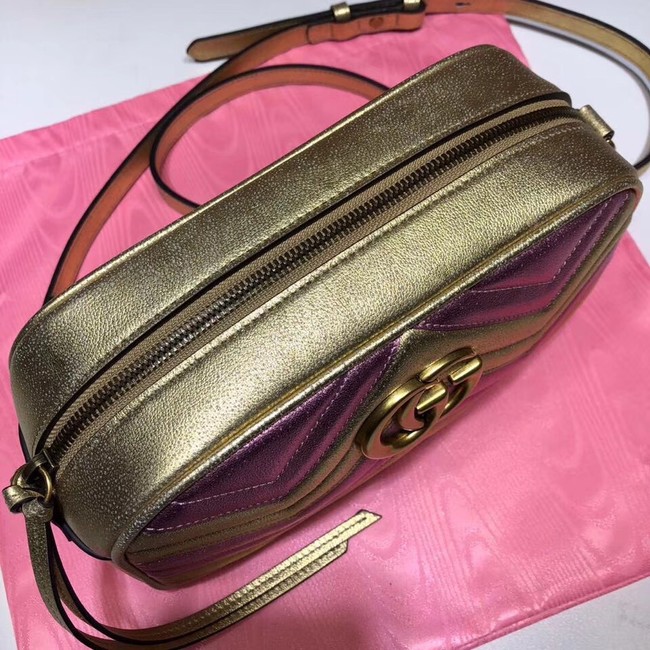 Gucci GG Marmont small matelasse shoulder bag 447632 Pink&gold