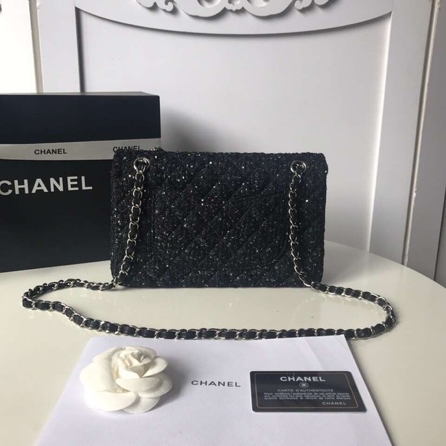 Chanel classic handbag Tweed Braid & Silver-Tone Metal A01112-2