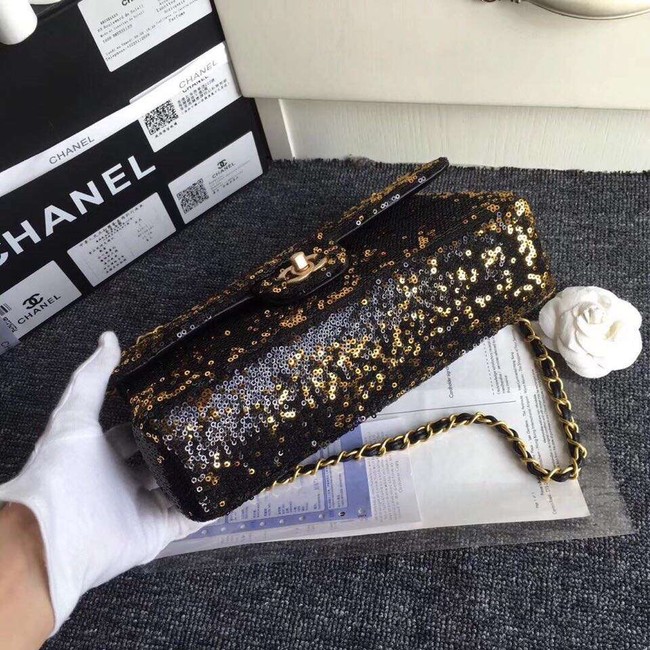 Chanel flap bag Sequins & Gold-Tone Metal AS0160 black