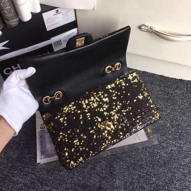 Chanel flap bag Sequins & Gold-Tone Metal AS0160 black