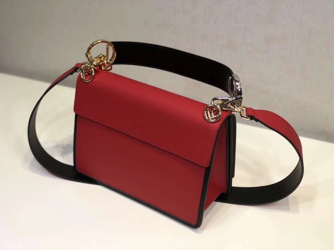 FENDI Kan I Leather Shoulder Bag 8BT284 red