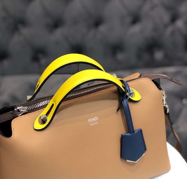 FENDI BY THE WAY REGULAR Small multicoloured leather Boston bag 8BL1245 Apricot&yellow