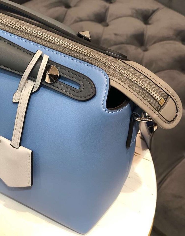 FENDI BY THE WAY REGULAR Small multicoloured leather Boston bag 8BL1245 blue&grey