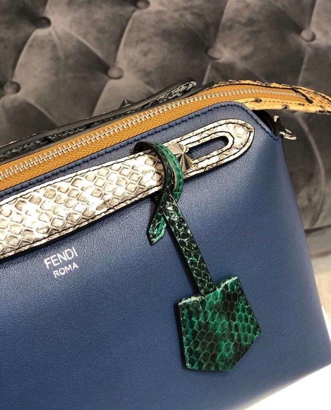 FENDI BY THE WAY REGULAR Small multicoloured leather Boston bag 8BL1245 blue&grey