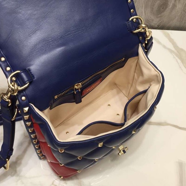 VALENTINO Candy Rockstud quilted leather shoulder bag 6019 blue&red