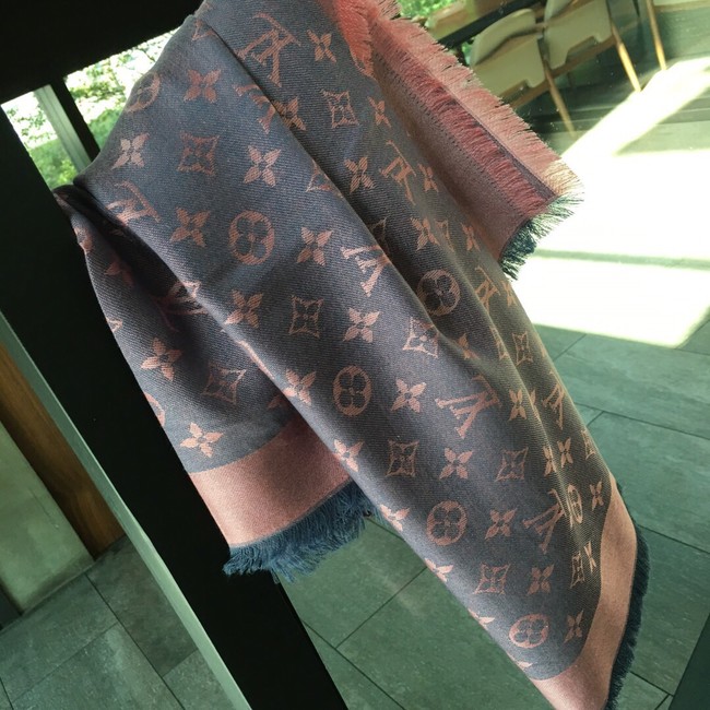 Louis Vuitton MONACO SQUARE Monogram flower pattern silk M71151 blue