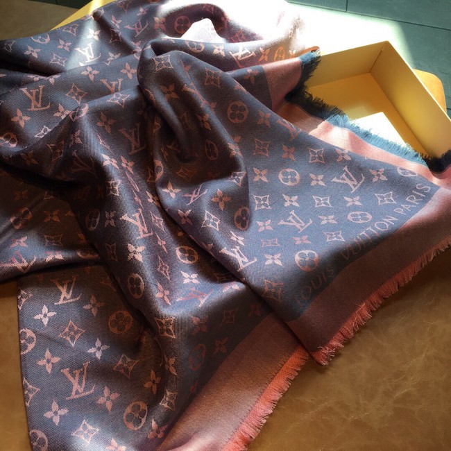 Louis Vuitton MONACO SQUARE Monogram flower pattern silk M71151 blue