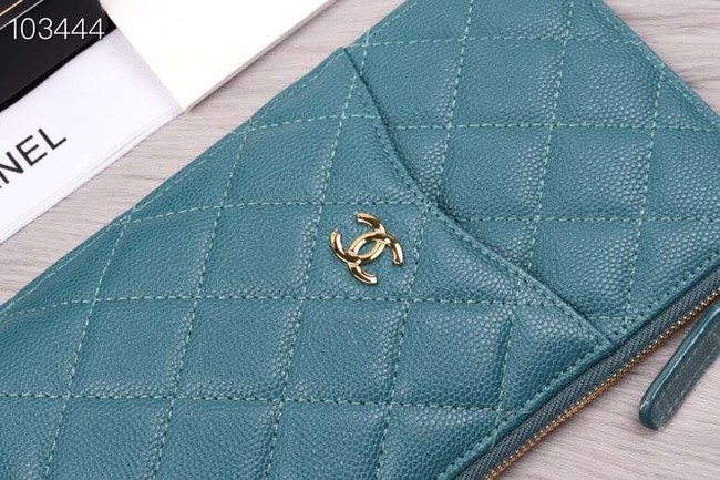 Chanel classic pouch Grained Calfskin& Gold-Tone Metal A84402 sky blue