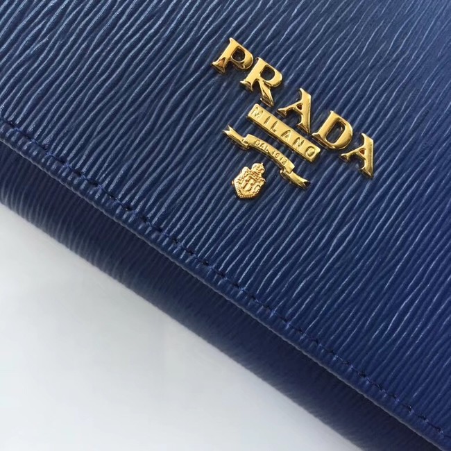 Prada Calfskin Leather Shoulder Bag 1BP290 dark blue