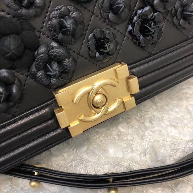 Chanel Leboy Original Calfskin leather Shoulder Bag E67086 black & Gold-Tone Metal