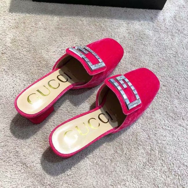 Gucci Velvet slide with crystal G GG1471BL-2