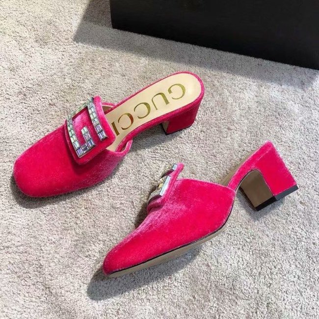 Gucci Velvet slide with crystal G GG1471BL-2