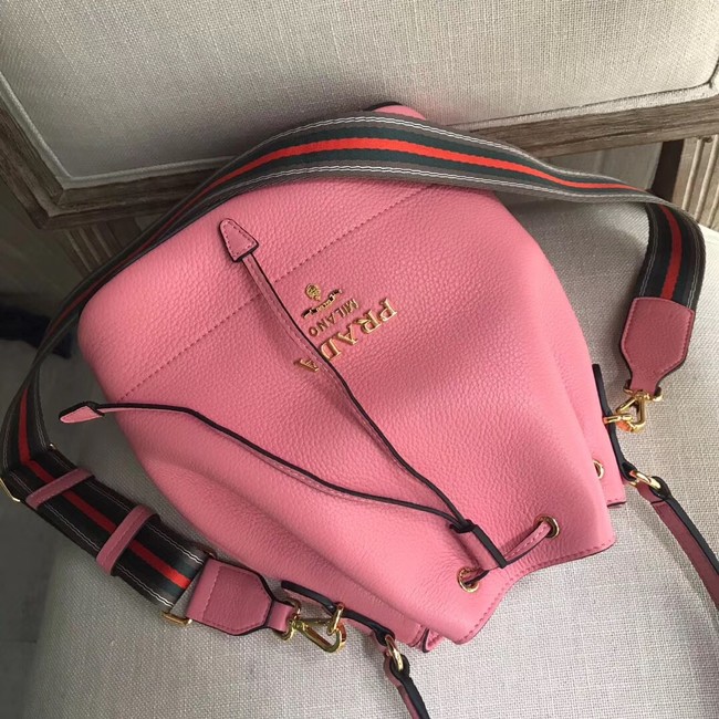 Prada Leather bucket bag 1BE018 pink