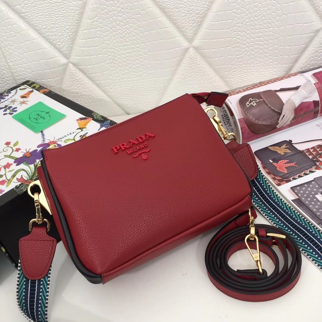 Prada leather shoulder bag 66136 red