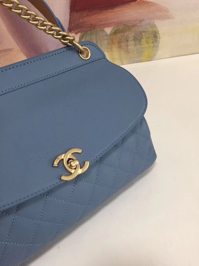 Chanel Calfskin & gold-Tone Metal S0667 blue