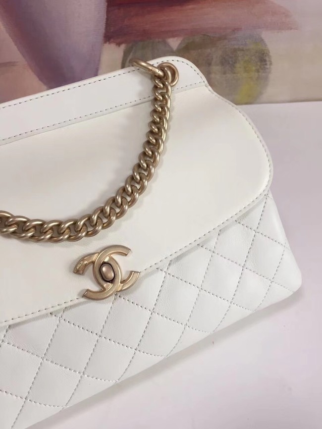 Chanel Calfskin & gold-Tone Metal S0667 white