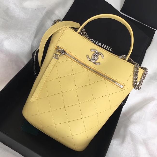 Chanel Calfskin & silver-Tone Metal S0577 yellow